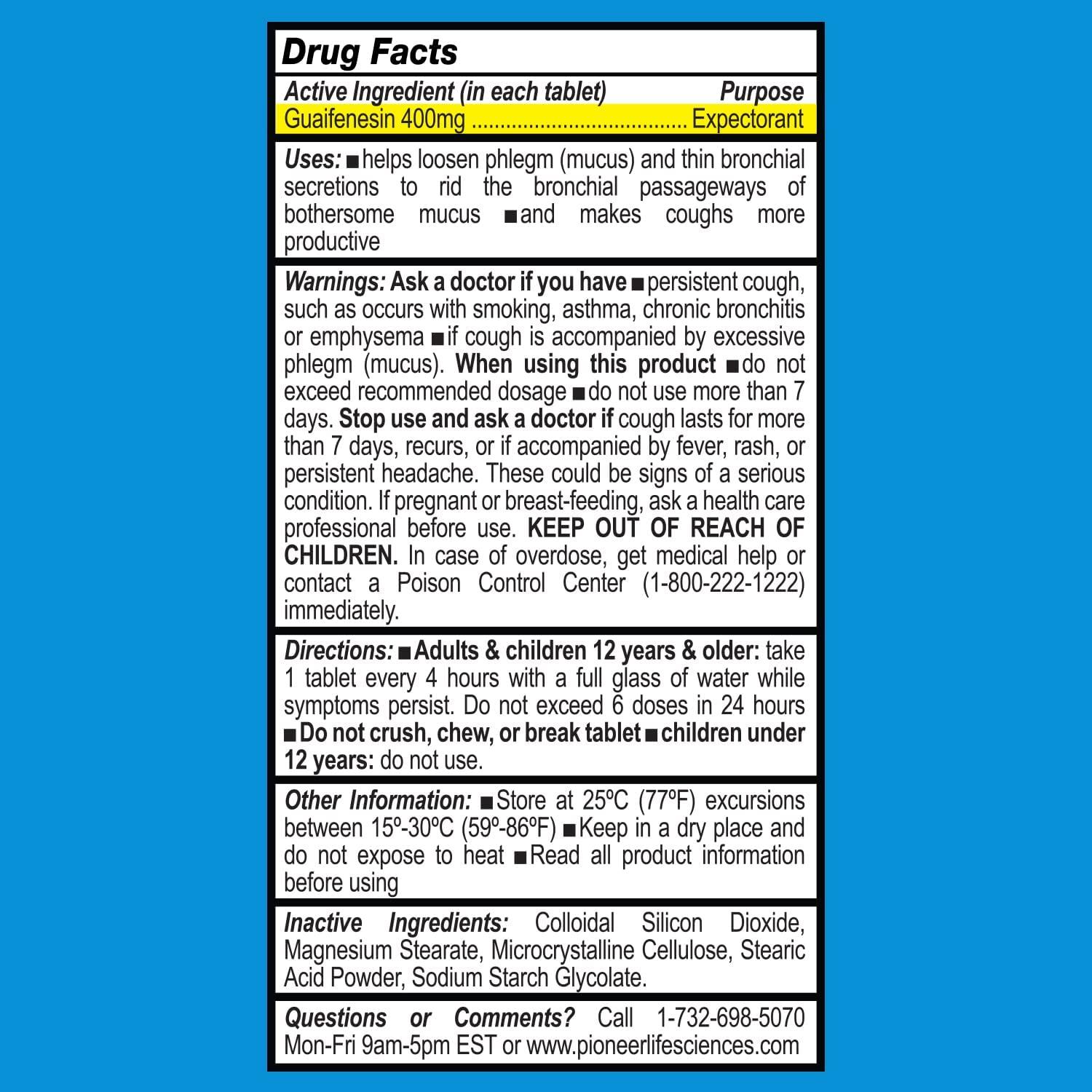 GenCare Mucus Relief Expectorant Guaifenesin 400 mg 200 Tablets Value