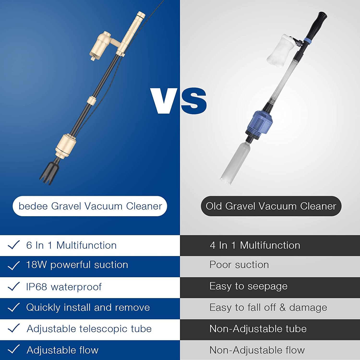 bedee Aquarium Vacuum Gravel Cleaner Electric Fish Tank Cleaner 6 in 1