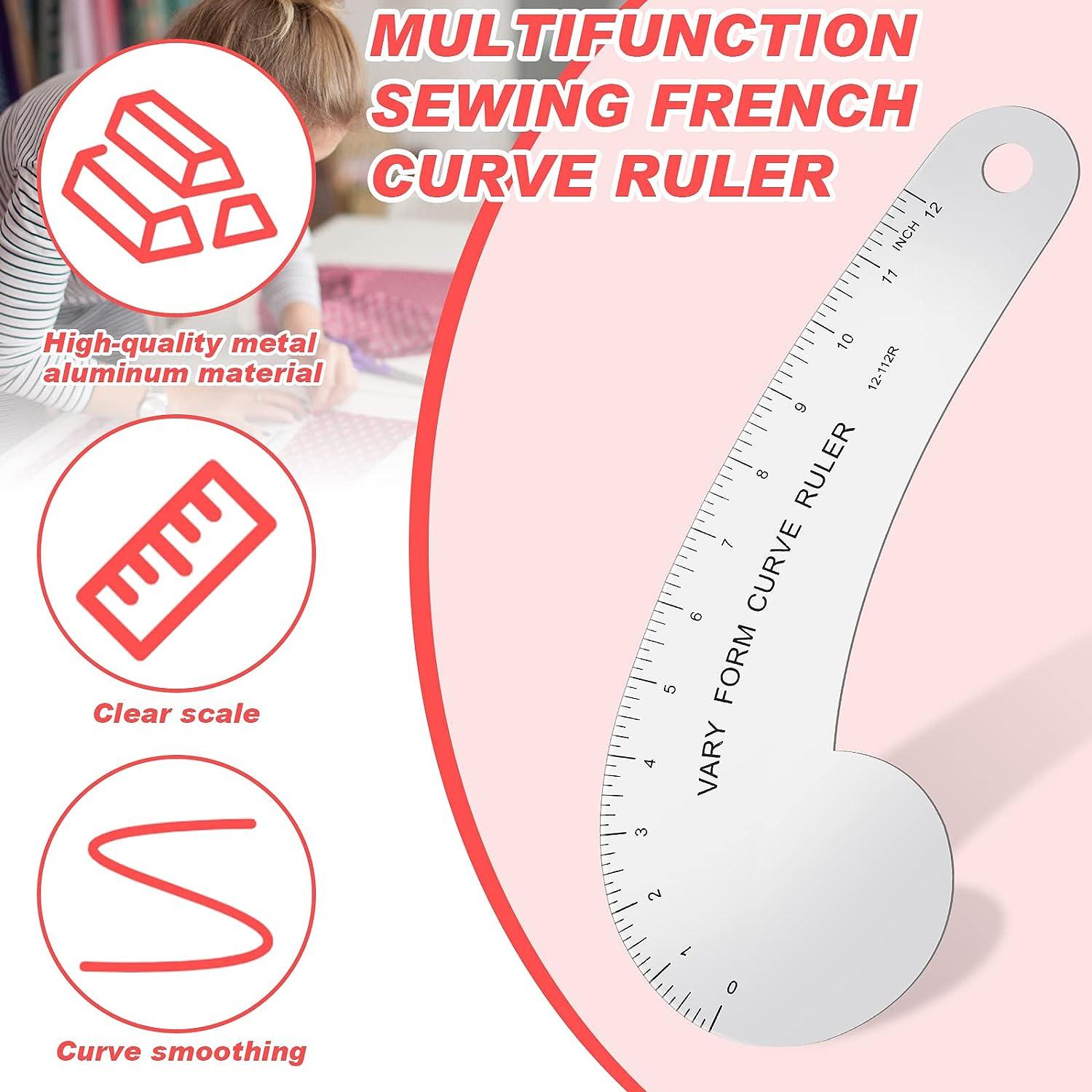 Vary Form Curve Ruler 12'' Solid Aluminum French Curve Hip Curve Ruler for Measuring Sewing