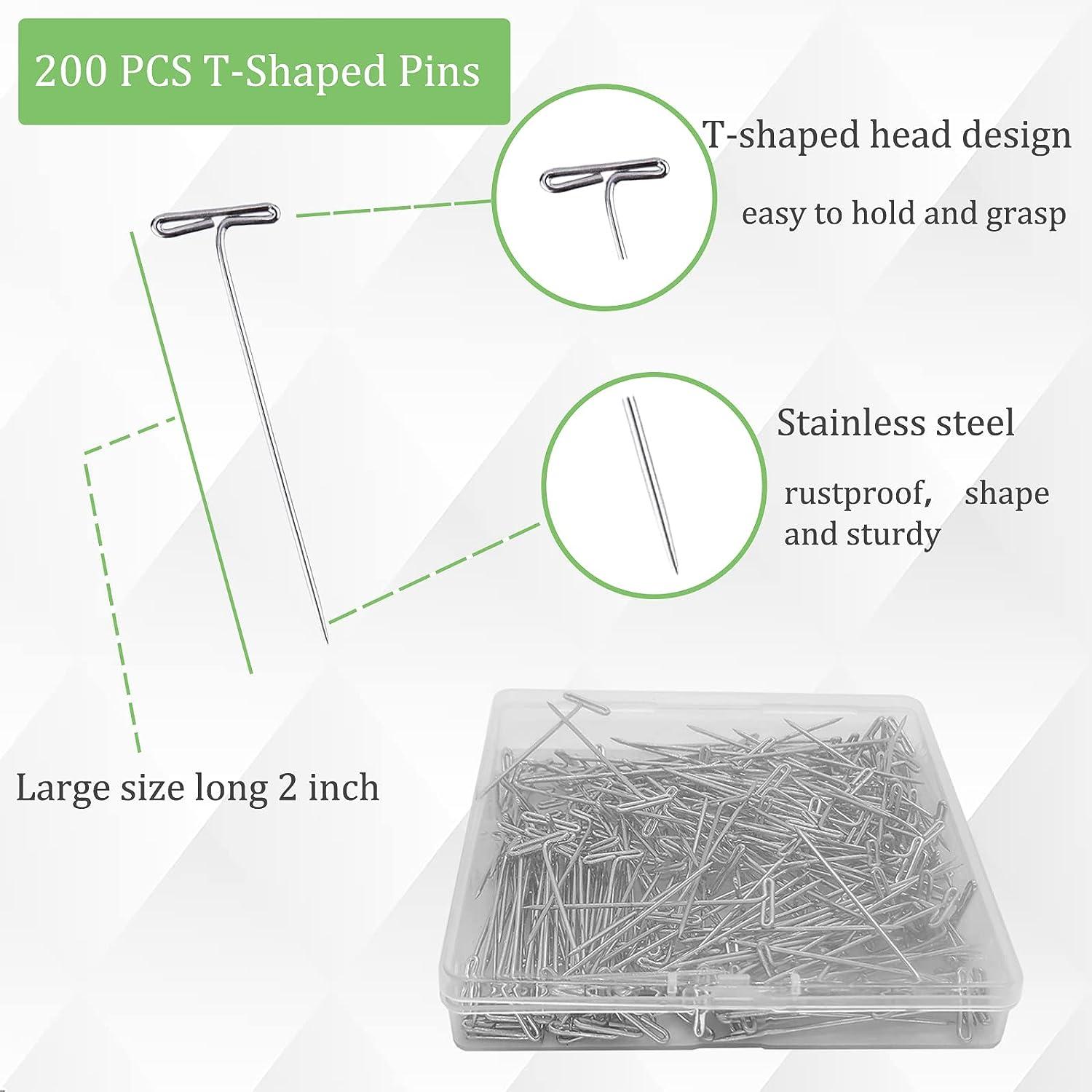 100 Pcs T-Pins, Straight Sewing Pins,T Pins For Blocking Knitting, Wig  Pins, T Pins For Wigs, Wig Pins For Foam Head, T Pins For Sewing, Wig T  Pins, Blocking Pins, 6 Size