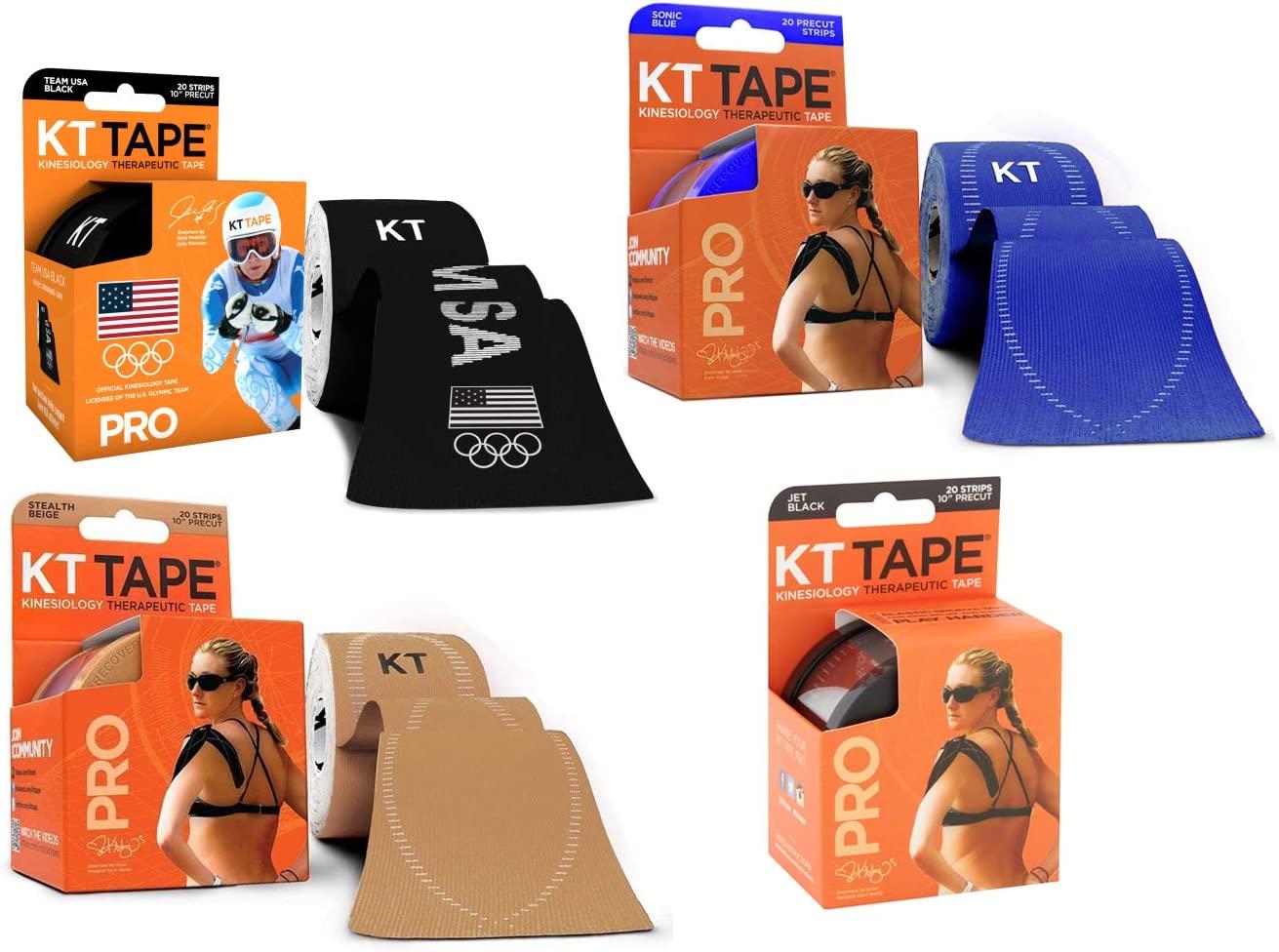 KT TAPE Original Cotton Kinesiology Tape 20 Precut Strips Black