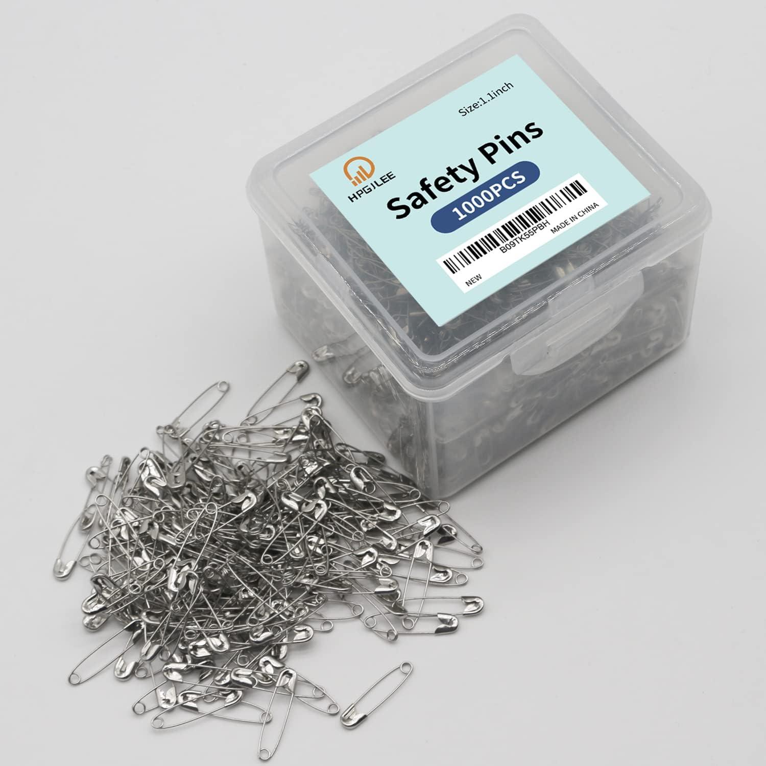 1000Pcs Safety Pins 1.1 Inch Rust-Resistant Steel Wire Silver Sewing Pins  Small Safety Pins Bulk for Clothes Crafts Home Office Use 1.1 inch 1000PCS
