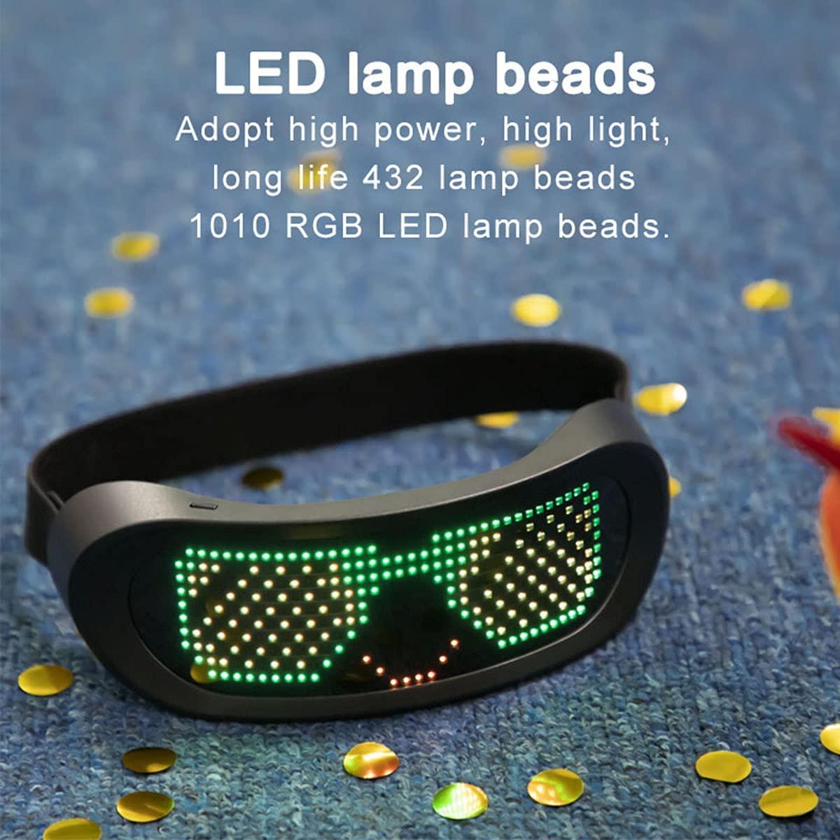 Leadleds Customizable Bluetooth LED Glasses for Raves, Festivals, Fun, Parties, Sports, Costumes, EDM, Flashing
