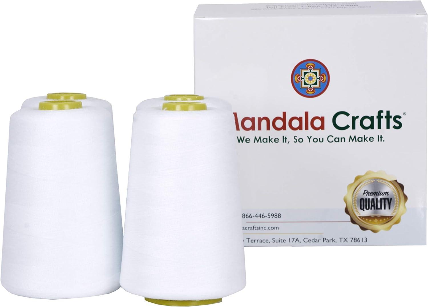 Mandala Crafts All Purpose Sewing Thread Spools - White Serger Thread Cones  4 Pack - 40S/2 24000 Yds White Polyester Thread for Overlock Sewing Machine  Quilting White Pack of 4 40S/2