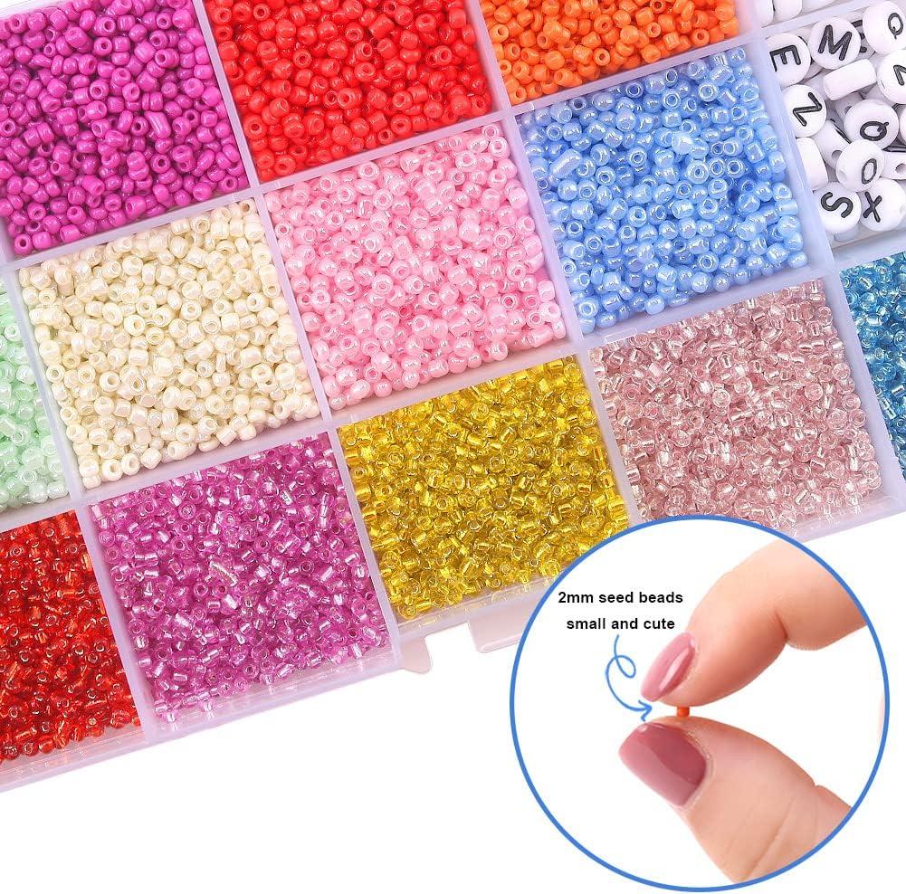 20000PCS 2mm Glass Seed Beads Kit Colorful Tiny Beads for Jewelry