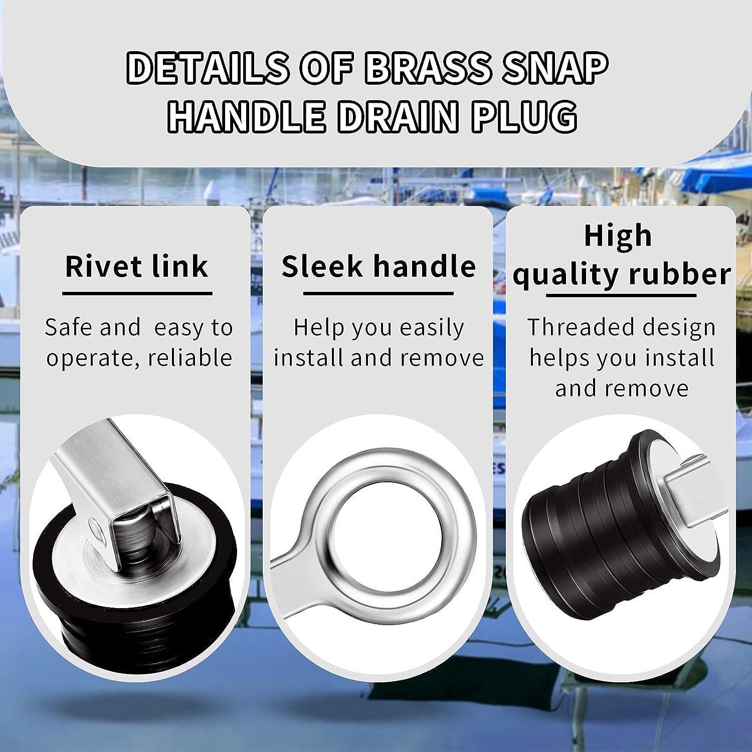 Honoson 2 Pieces Stainless Steel Drain Snap Plug Boat Drain Plug for