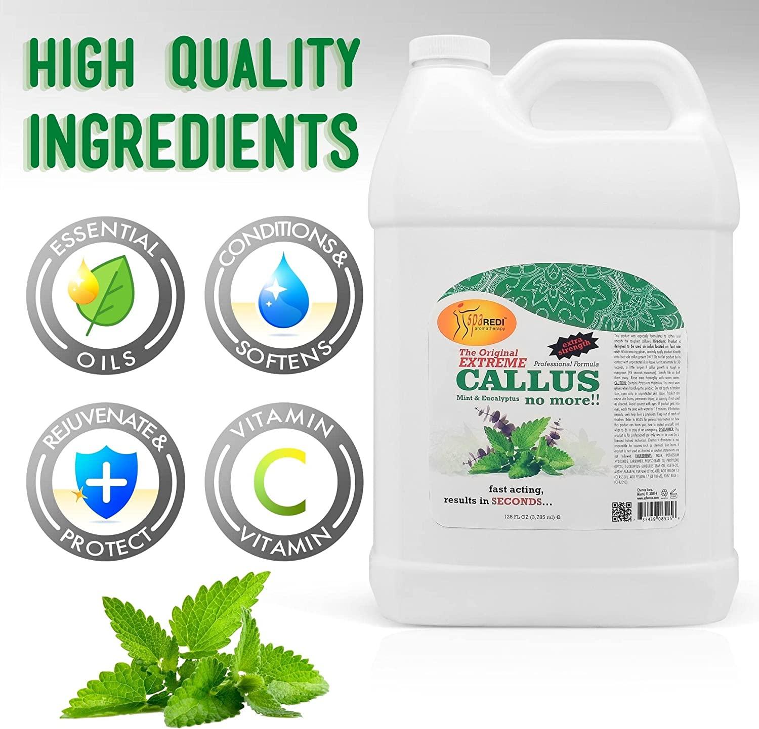 SPA REDI Callus Remover for Feet Gel, Mint and Eucalyptus, 128 Oz