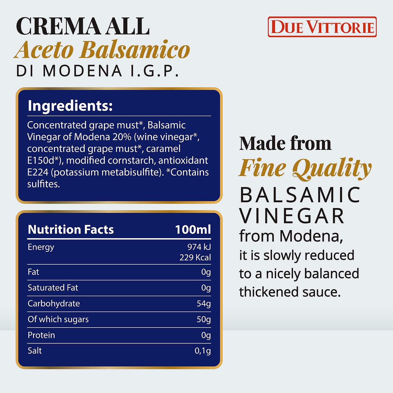 Due Vittorie Balsamic Crema Balsamic Glaze Reduction Barrel Aged