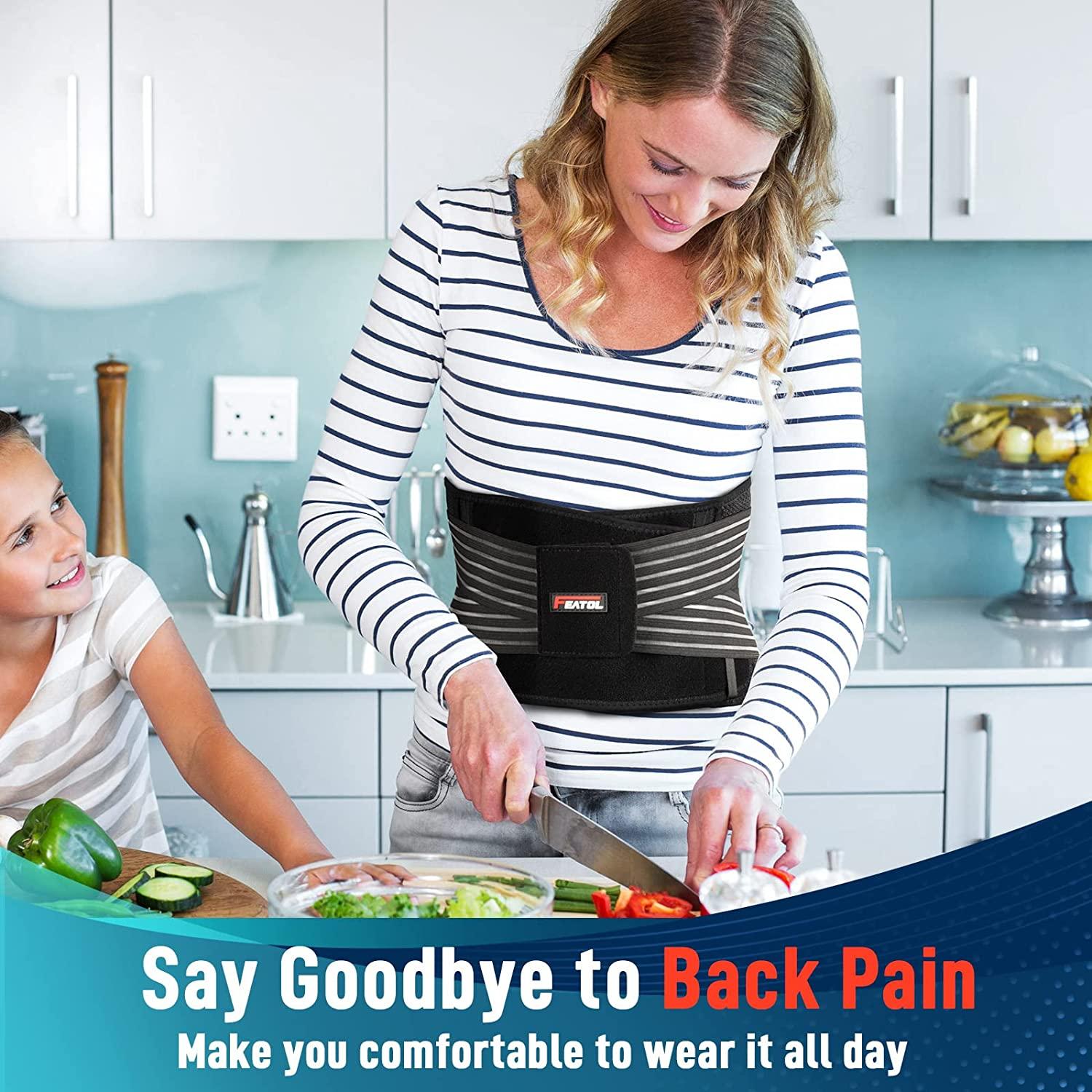 FEATOL Back Brace for Lower Back Pain, Adjustable Back Support Belt for