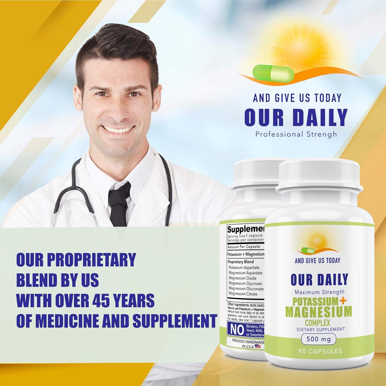 Our Daily Vites Potassium Magnesium Supplement 500mg Powerful