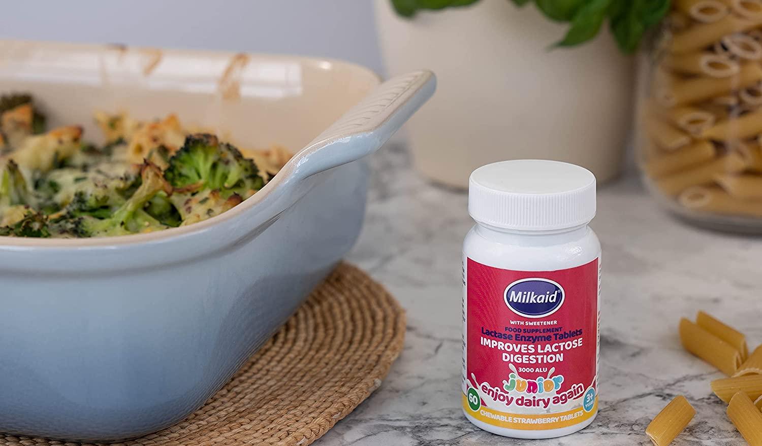 Milkaid Junior Lactase Enzyme Chewable Tablets For Lactose Intolerance