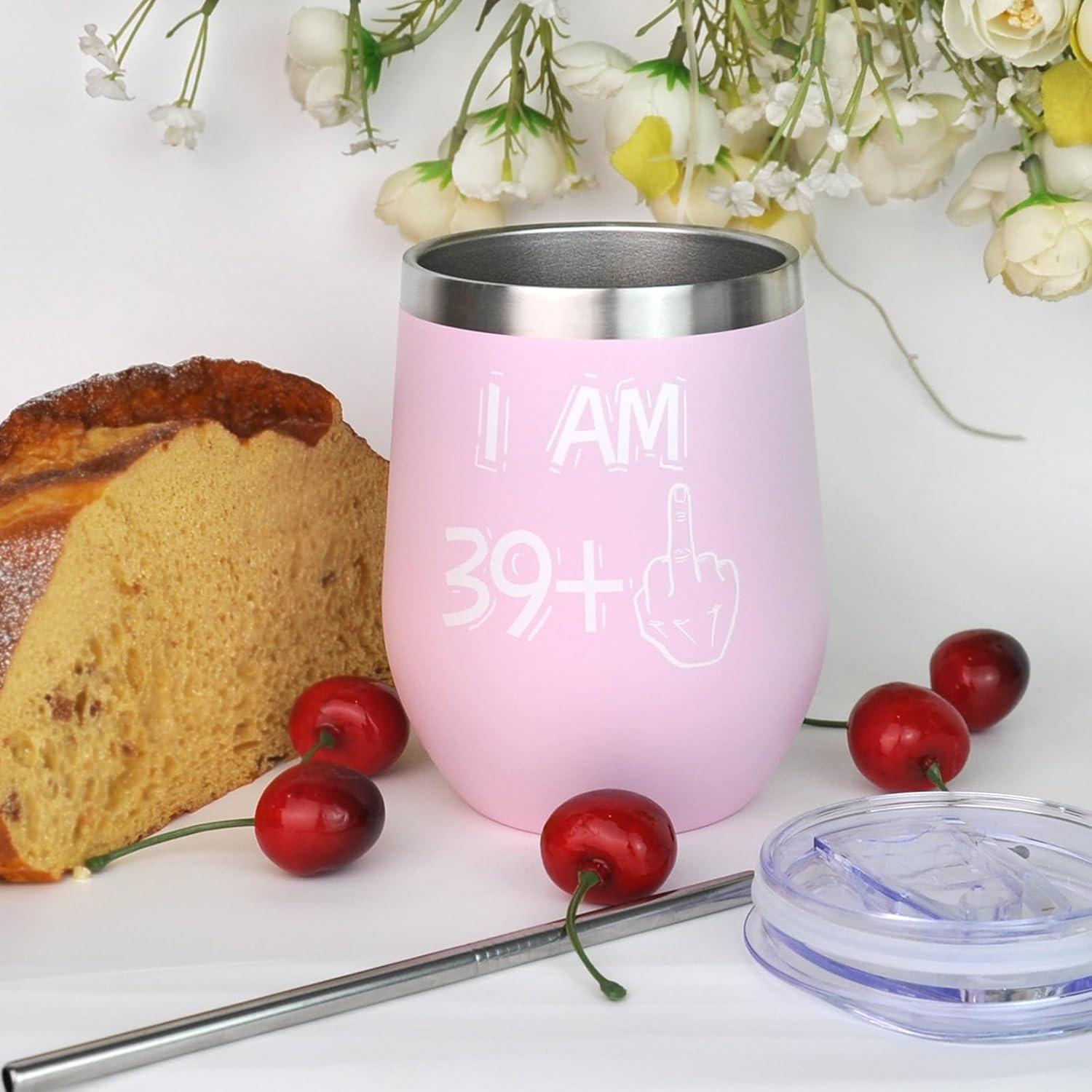 Shop Bokalaka 40th Birthday Gifts for Women | Stainless Steel Wine Tumblers  - Perfect 40th Birthday Present in Pink (350ml) | Buy Now with Express  International Delivery | GoSupps.com