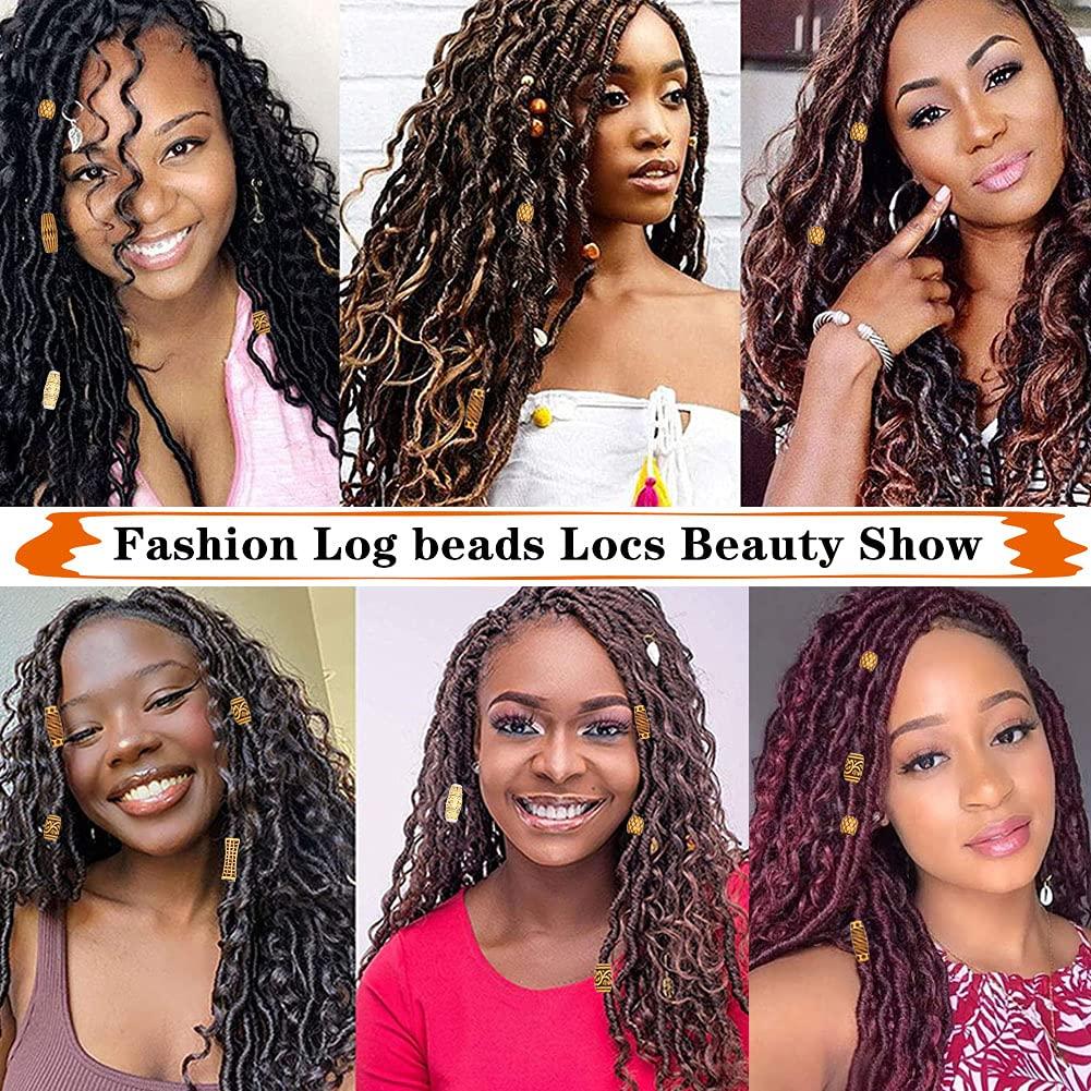 NAISKA 18PCS Professional Wooden Hair Tube Beads DIY Hair