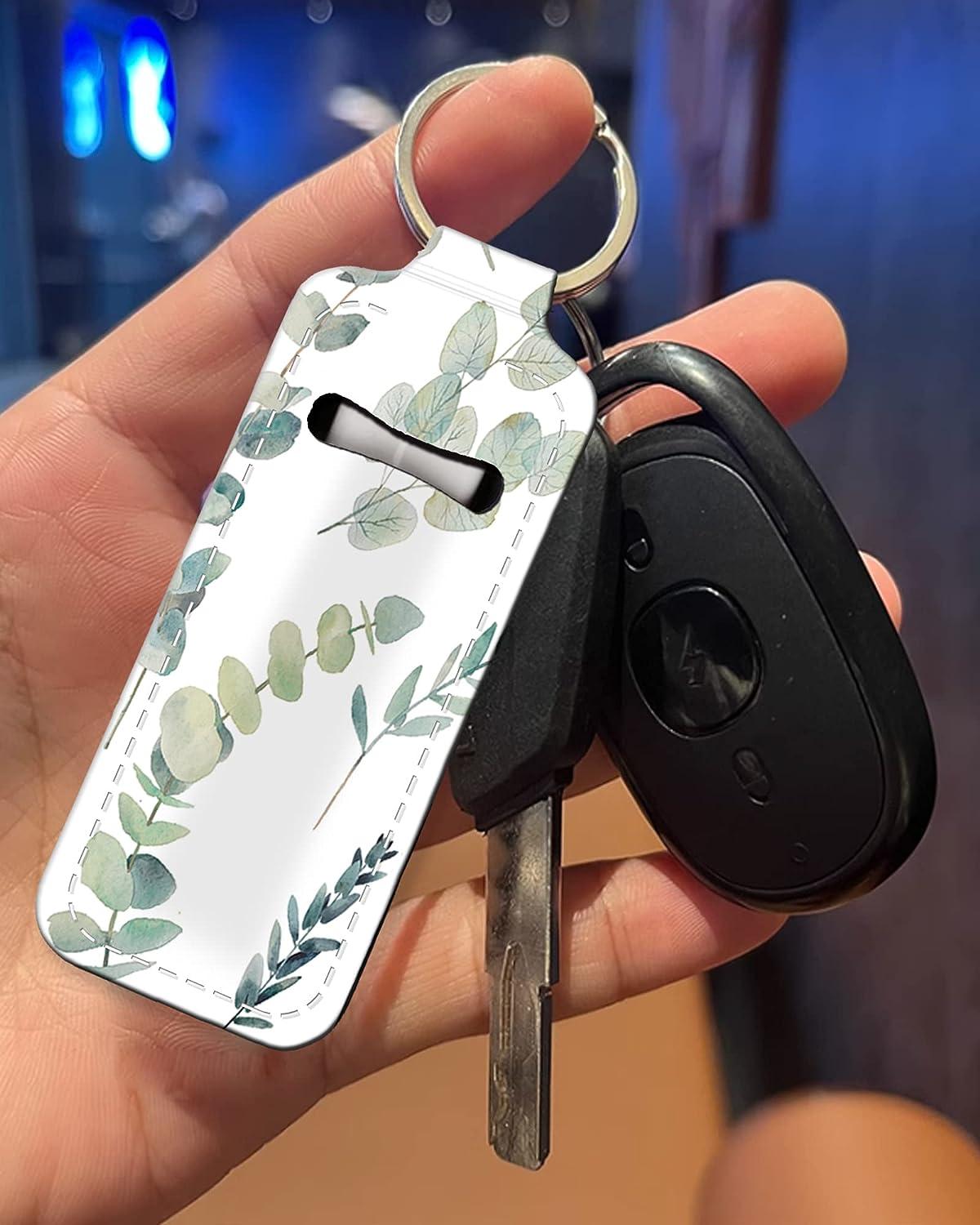 Mini Lipstick Holder Keychain with Neoprene Sleeve Green Leaf