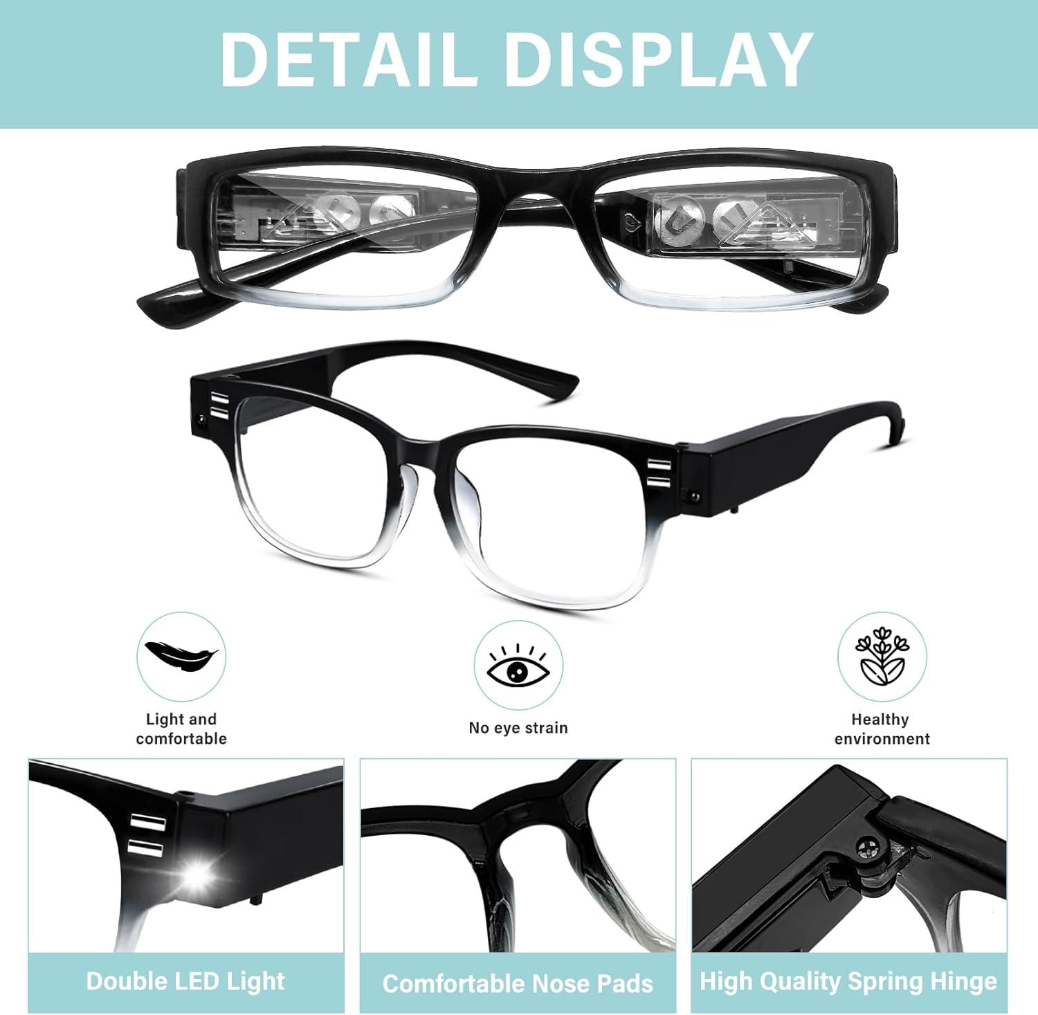 Shop Lighted Reading Glasses with Magnifier LED Readers for