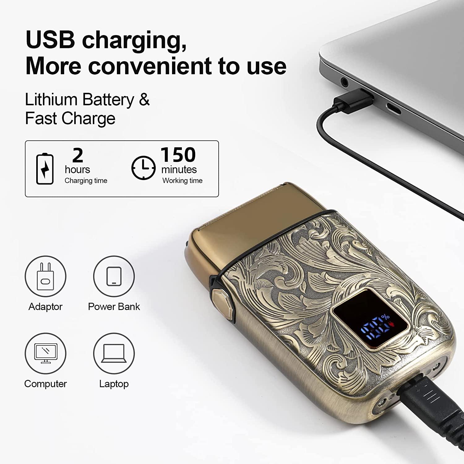 Men's Double Foil Electric Shaver - 3 Speeds, Bald Head Shaver, Beard ...