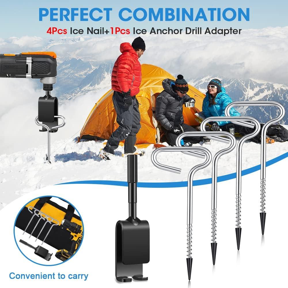 Universal Ice Anchor Power Drill Adapter - Ice Fishing Tent Stake Installation Tool