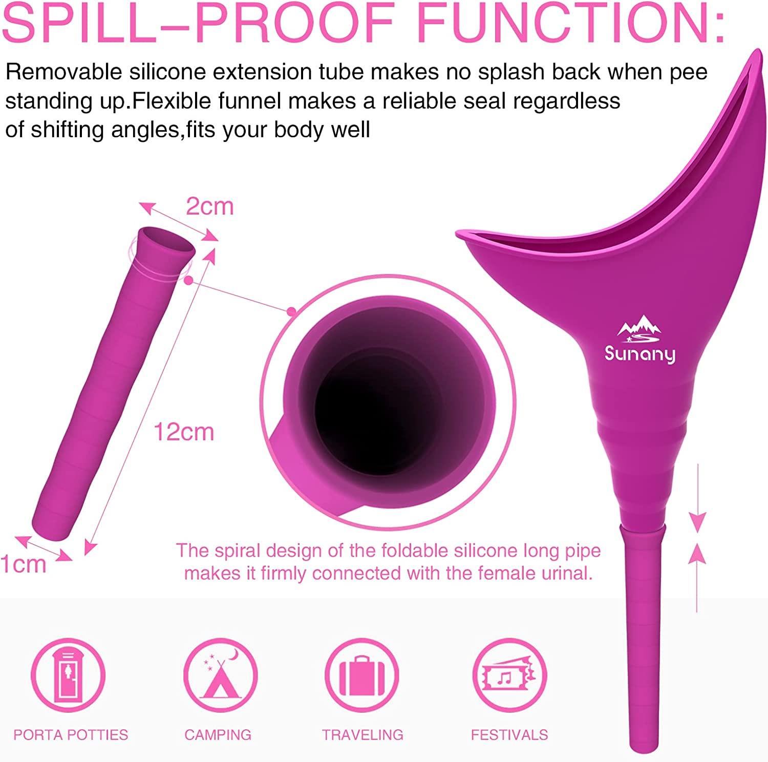 Female Urination Device,Reusable Silicone Female Urinal Foolproof Women