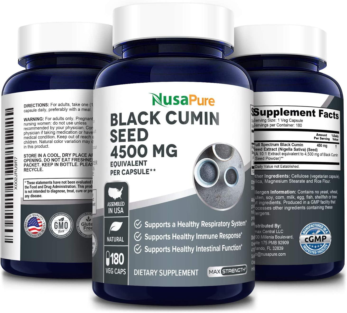 Full Spectrum Black Cumin Seed Extract 4500mg 180 Veggie Powder Caps