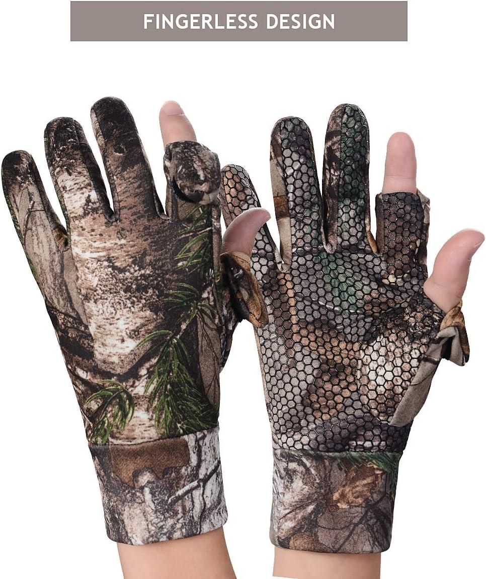 EAmber Camouflage Hunting Gloves Full Finger/Fingerless Gloves Pro  Anti-Slip Camo Glove Archery Accessories Hunting Outdoors without Fleece  Large