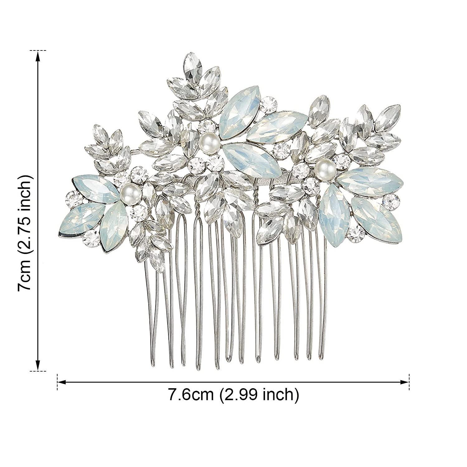 AW BRIDAL Opal Crystal Hair Comb Bridal Hair Pieces Retro Bridal Hair