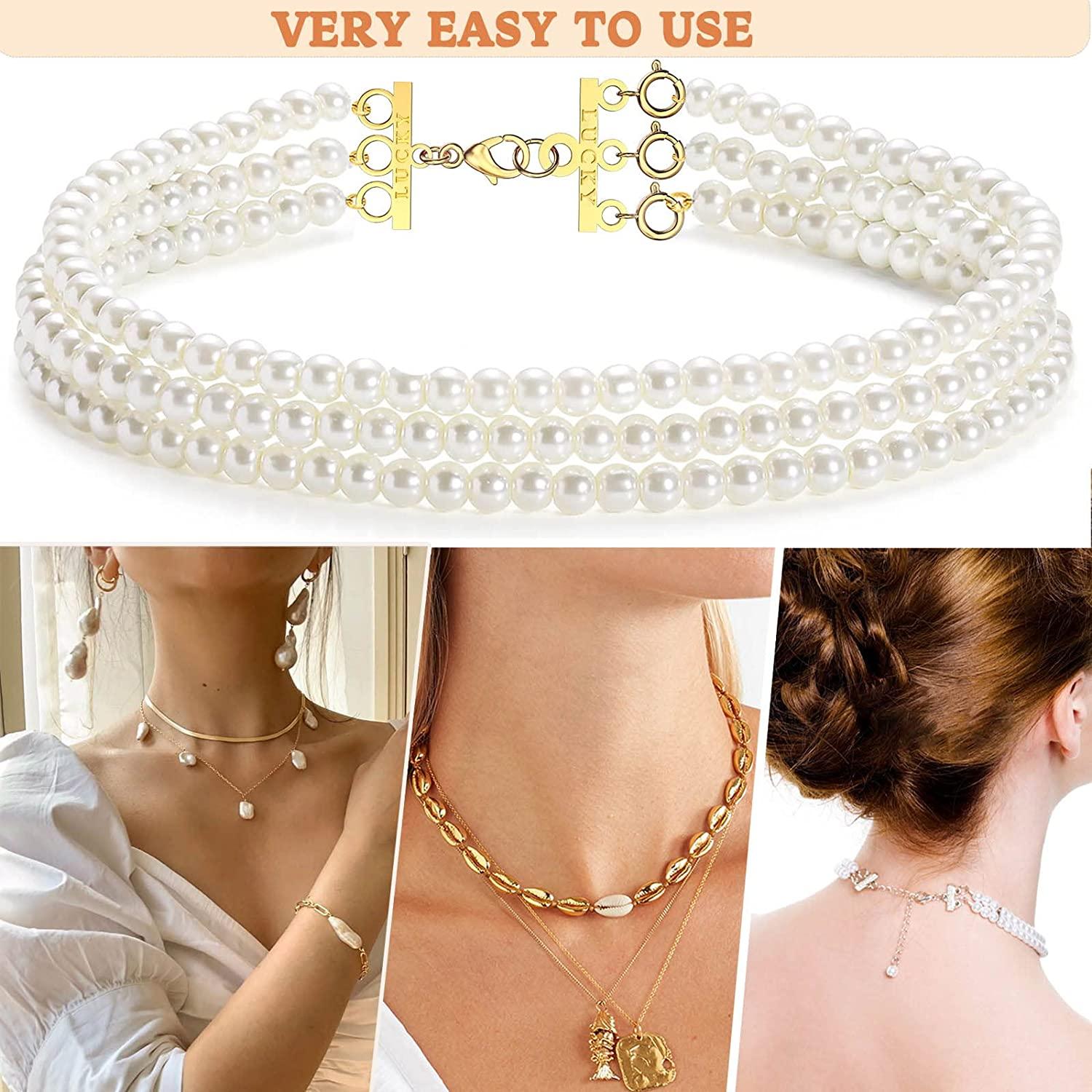 Dailyacc Lucky Necklace Layering Clasp 18K Gold and Silver Multi Strand