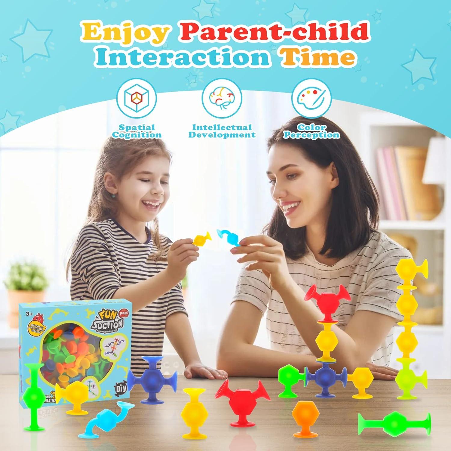 AIERRSON 48Pcs Suction Silicone Toys for Kids Bath Sensory