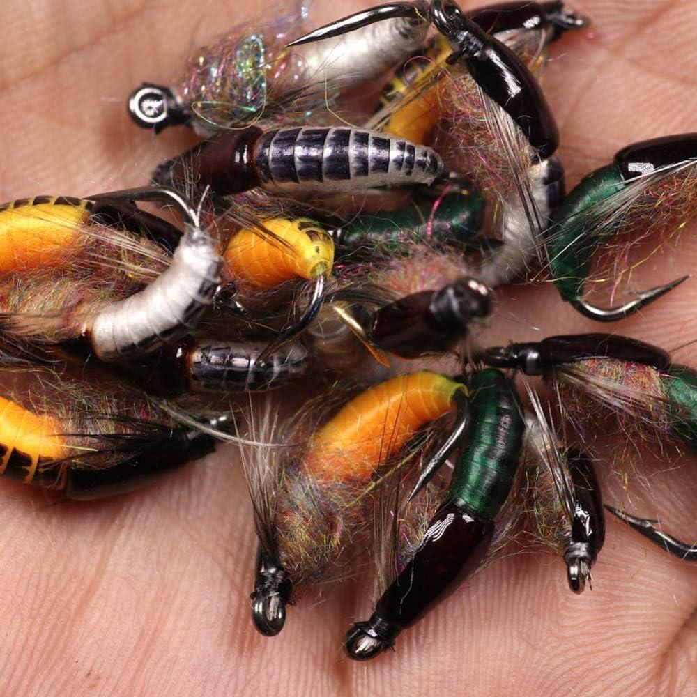 Greatfishing Super Sturdy Realistic Nymph Scud Flies, Popper Flies