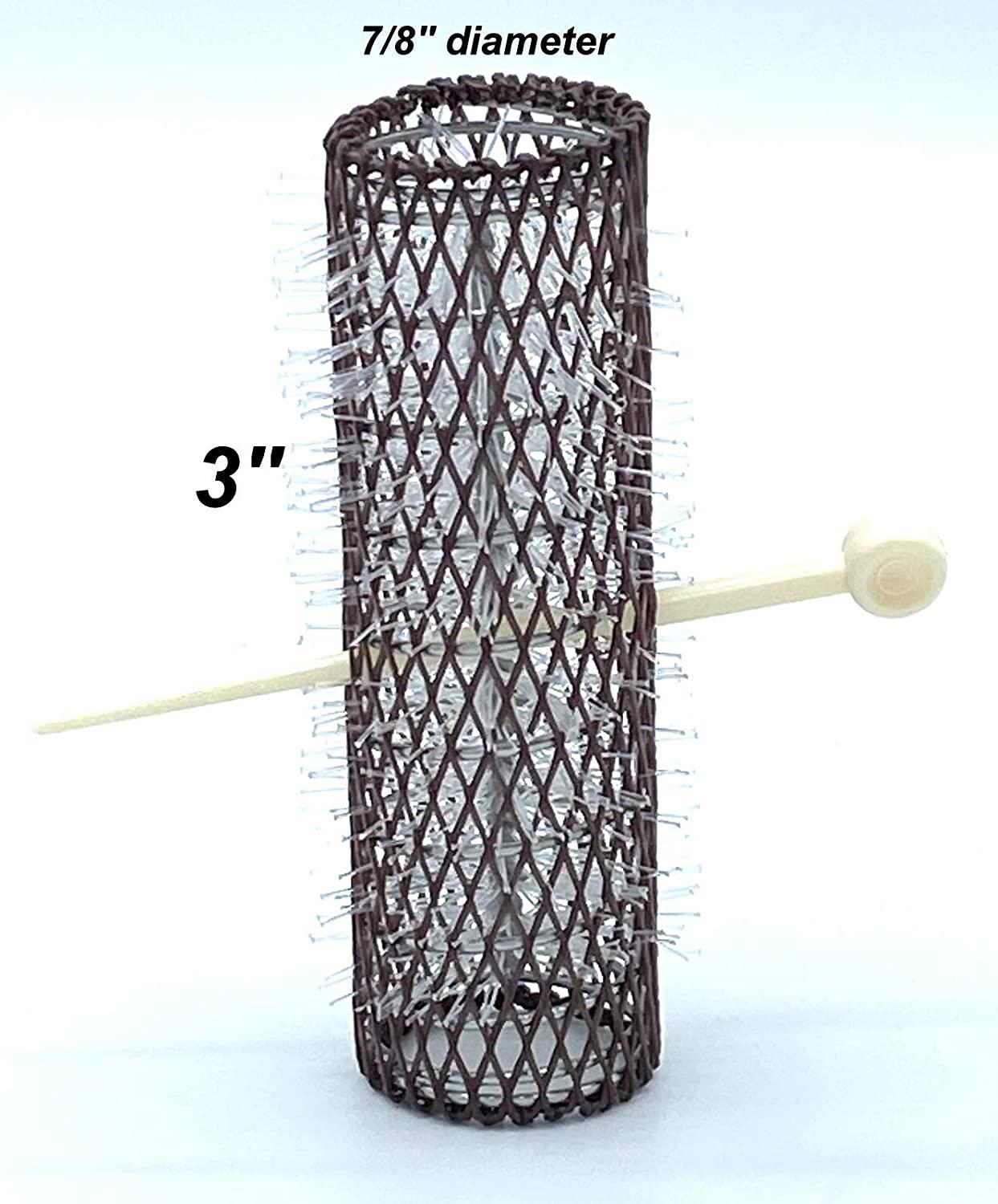 Vintage Style Hair Rollers Set 12 Mesh Rollers with Bristles & Pins, 3 x 7/8 Large Curlers