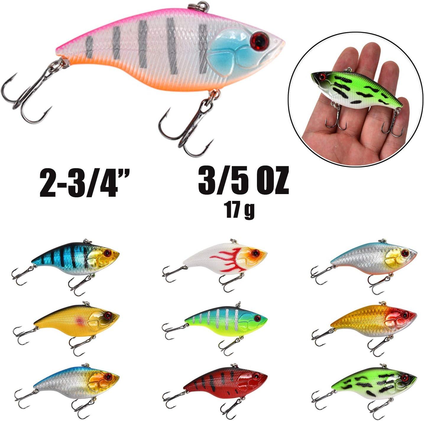 NOBONDO 10 PCS Lipless Crankbait Fishing Lures for Saltwater Freshwater  with Portable Bag - 3/5 OZ VIB Lures with 3D Eyes, Sinking Vibe Crank Baits  Swimbaits Minnow for Bass Trout Catfish Pike Walleye