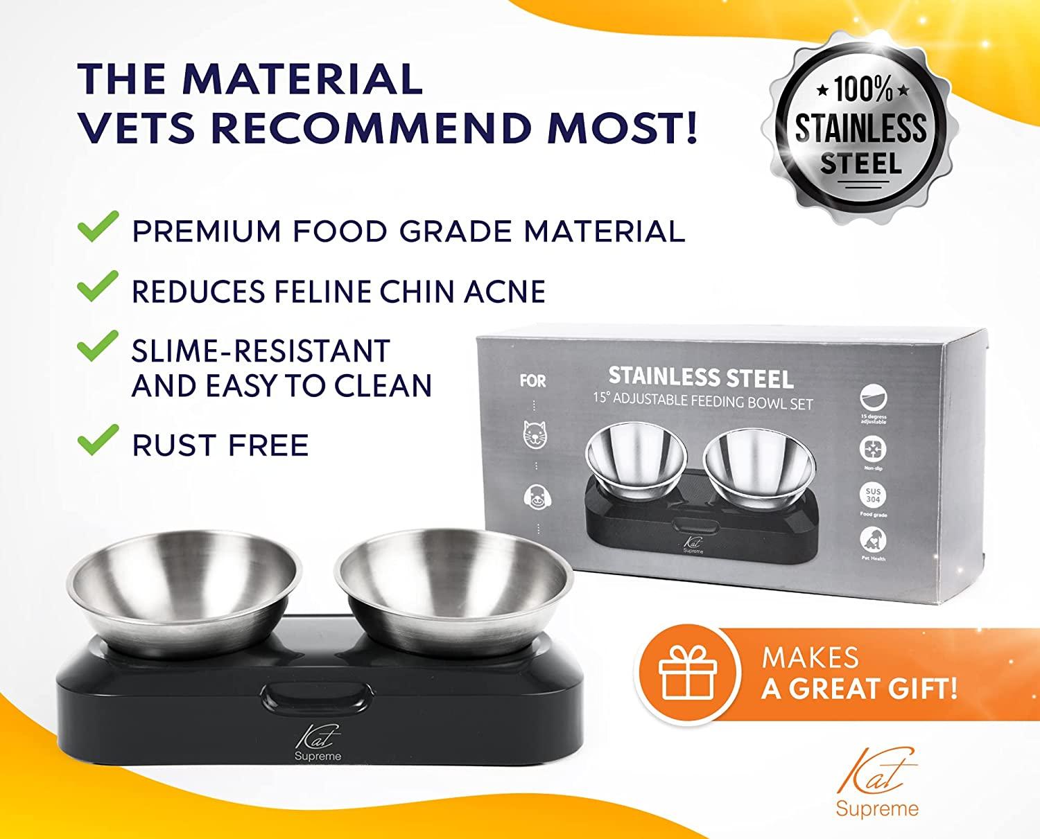 KatSupreme Tilted Cat Food Bowls Elevated Cat Bowls, Anti Vomiting