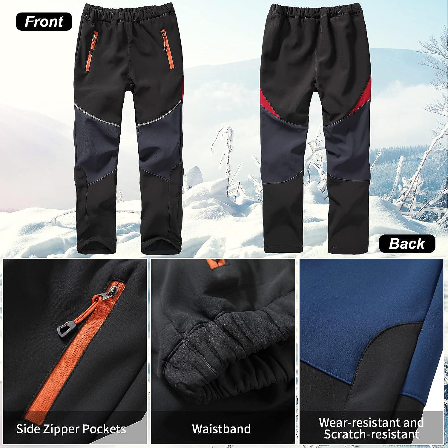 Toomett Boys Snow Cargo Pants, Girls Kids Outdoor Fleece-Lined