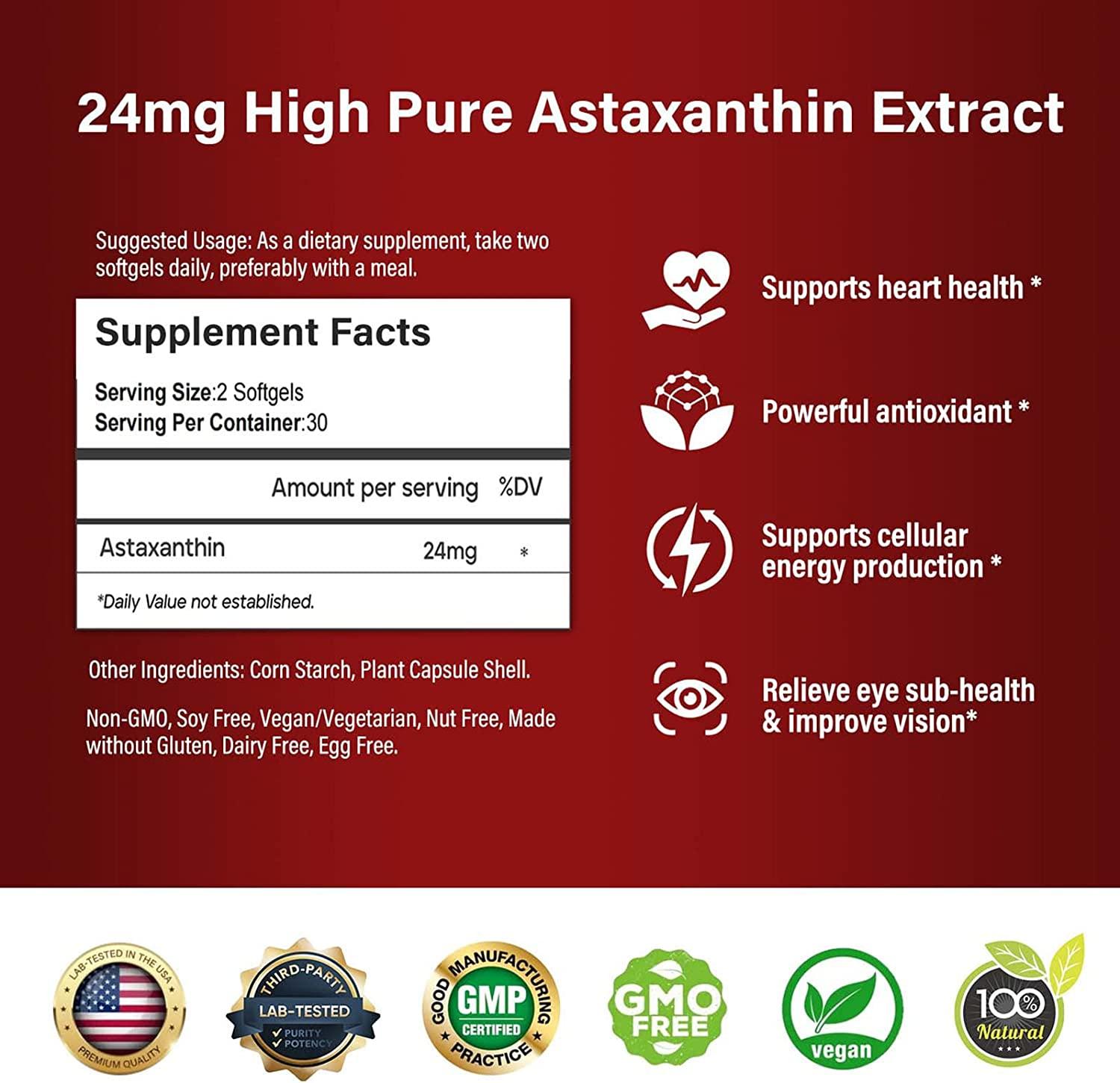 Astaxanthin 24mg Softgels Immune & Antioxidant Support