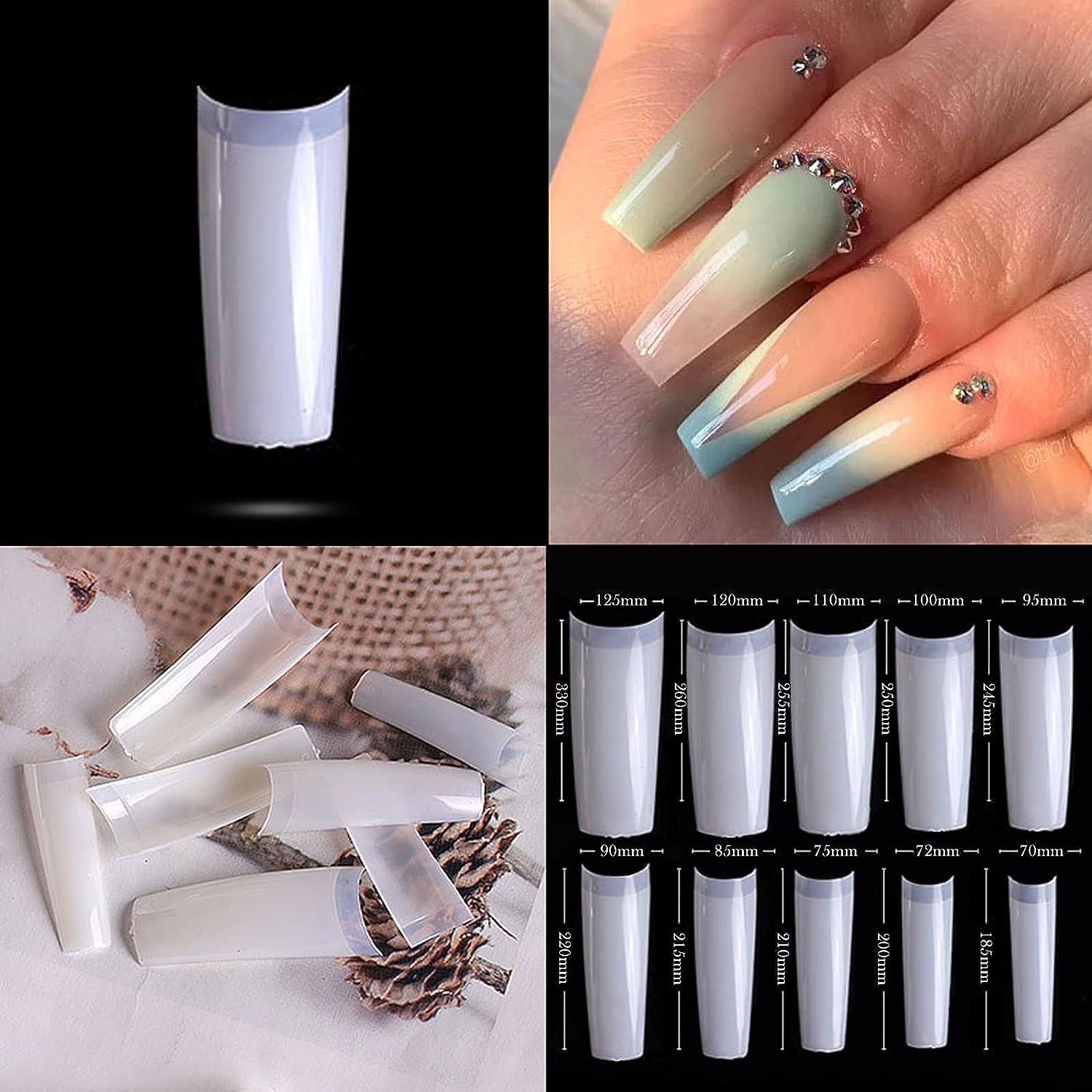 YAWALL French Nail Tips 500 PCS White Nail Tips Flake Nails Half Cover