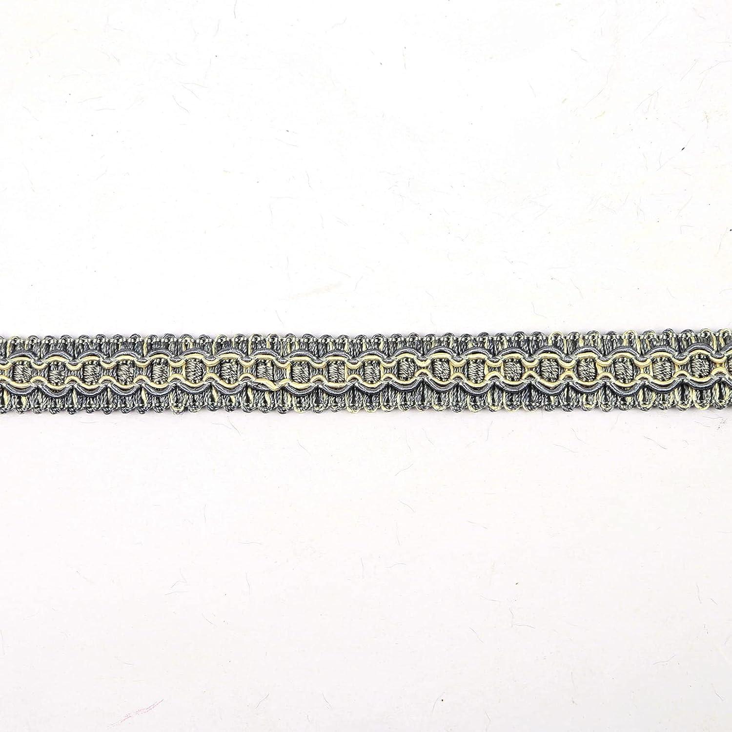 HedongHexi Gimp Braid Trim, 0.59 Inch / 10M(10.9 Yards) Fabric Trim,Curtain Fabric  Trim,Upholstery Trim for Sewing Polyester Hand DIY Crafts Costume Home  Decorative mix grey