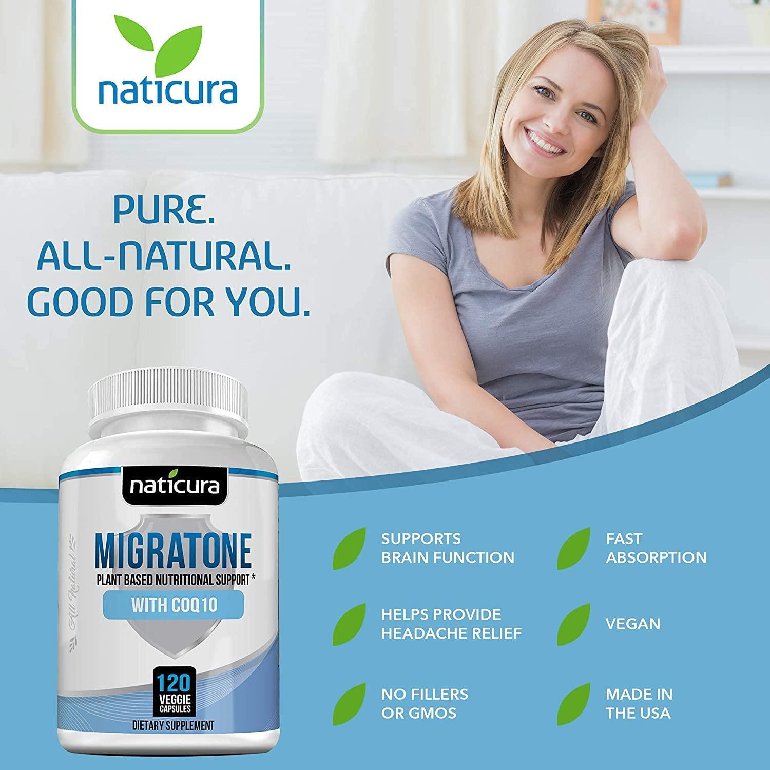 Migratone Migraine Relief Supplement Natural Headache Support with PA