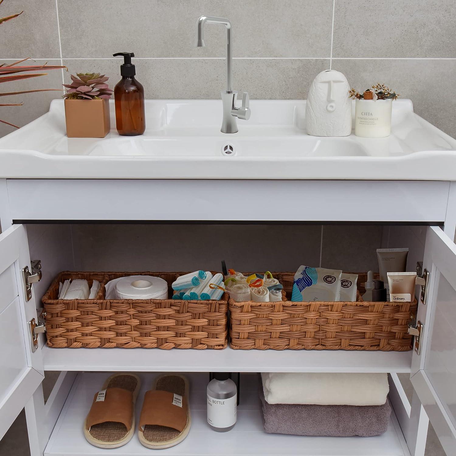 GRANNY SAYS Toilet Organizer Basket 2-Pack - Waterproof Back of Toilet Storage, 3 Sections ...