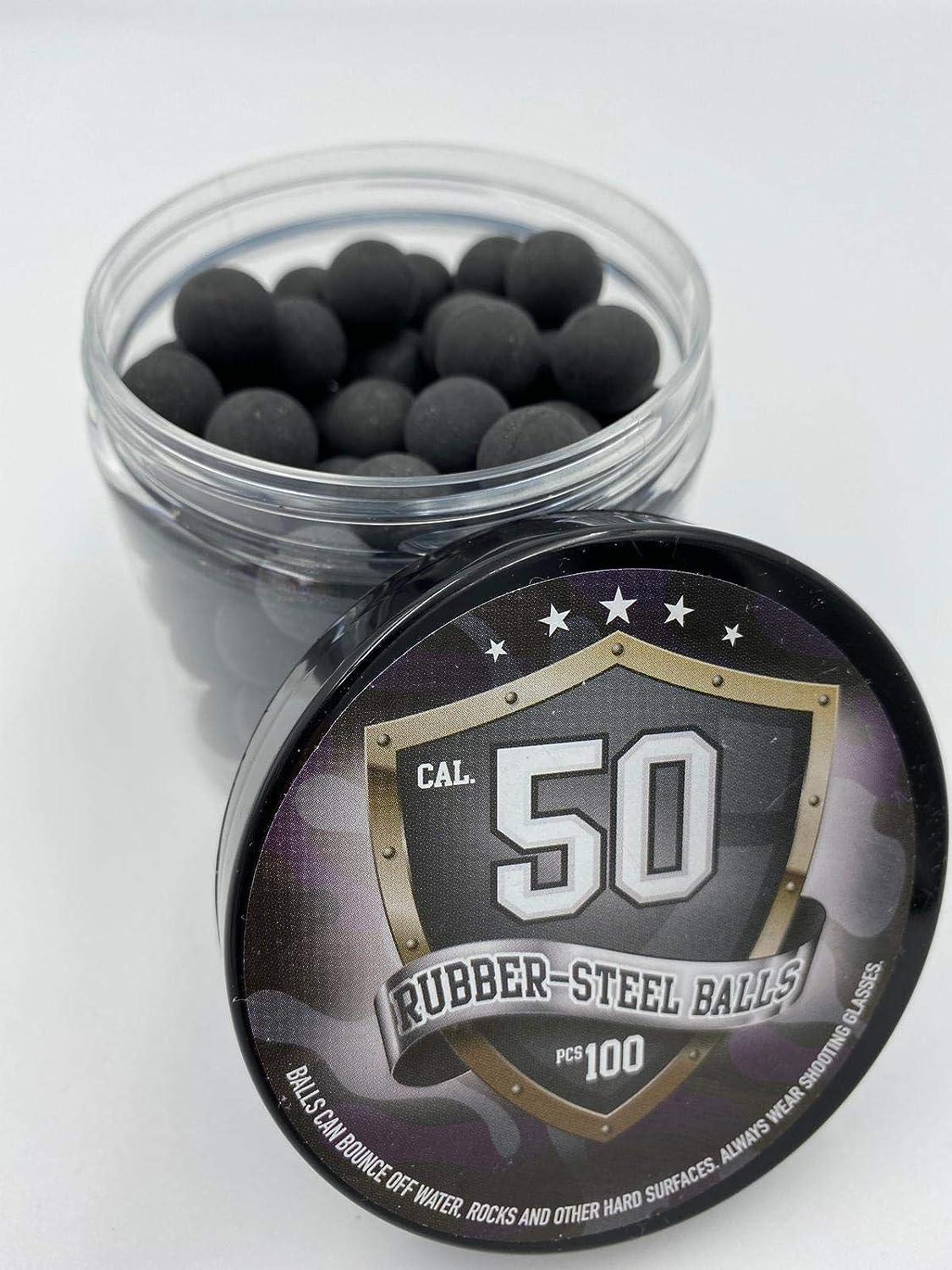 100x Premium Quality Hard Mix Rubber Steel Balls Paintballs Reballs Powerballs in 50 Cal. for
