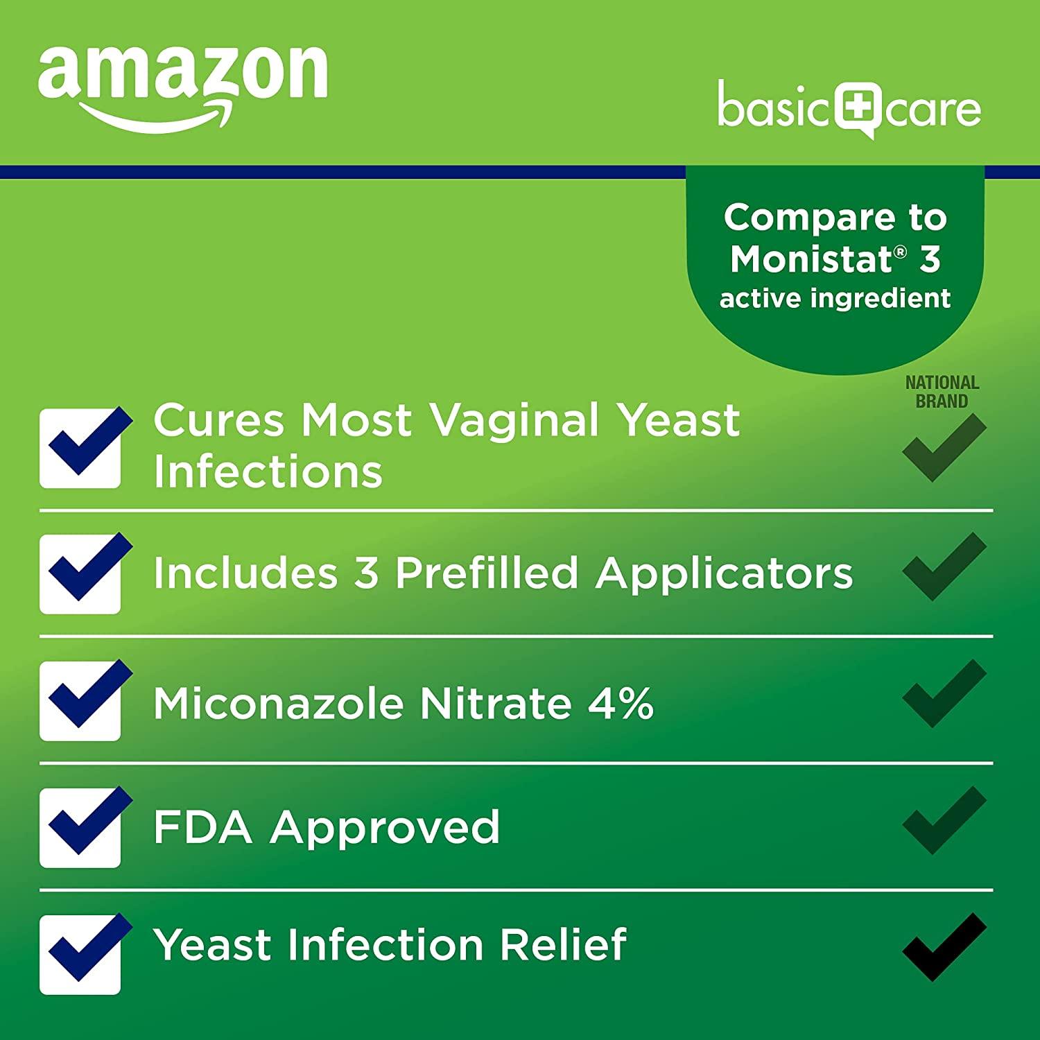 Amazon Basic Care Miconazole 3 Vaginal Cream (4) 3Day Yeast