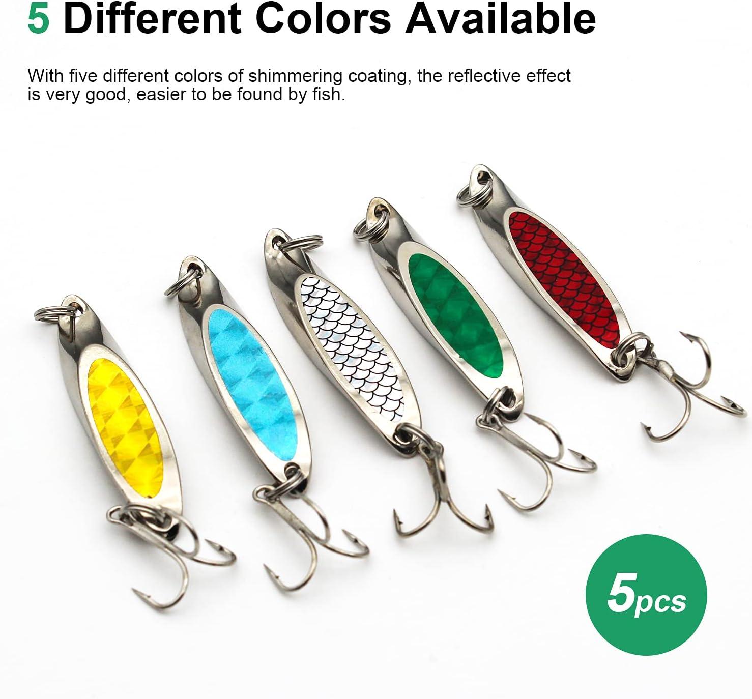 FishingPepo Fishing Spoons Lure, Trout Lures, Bass Lures, Spinning