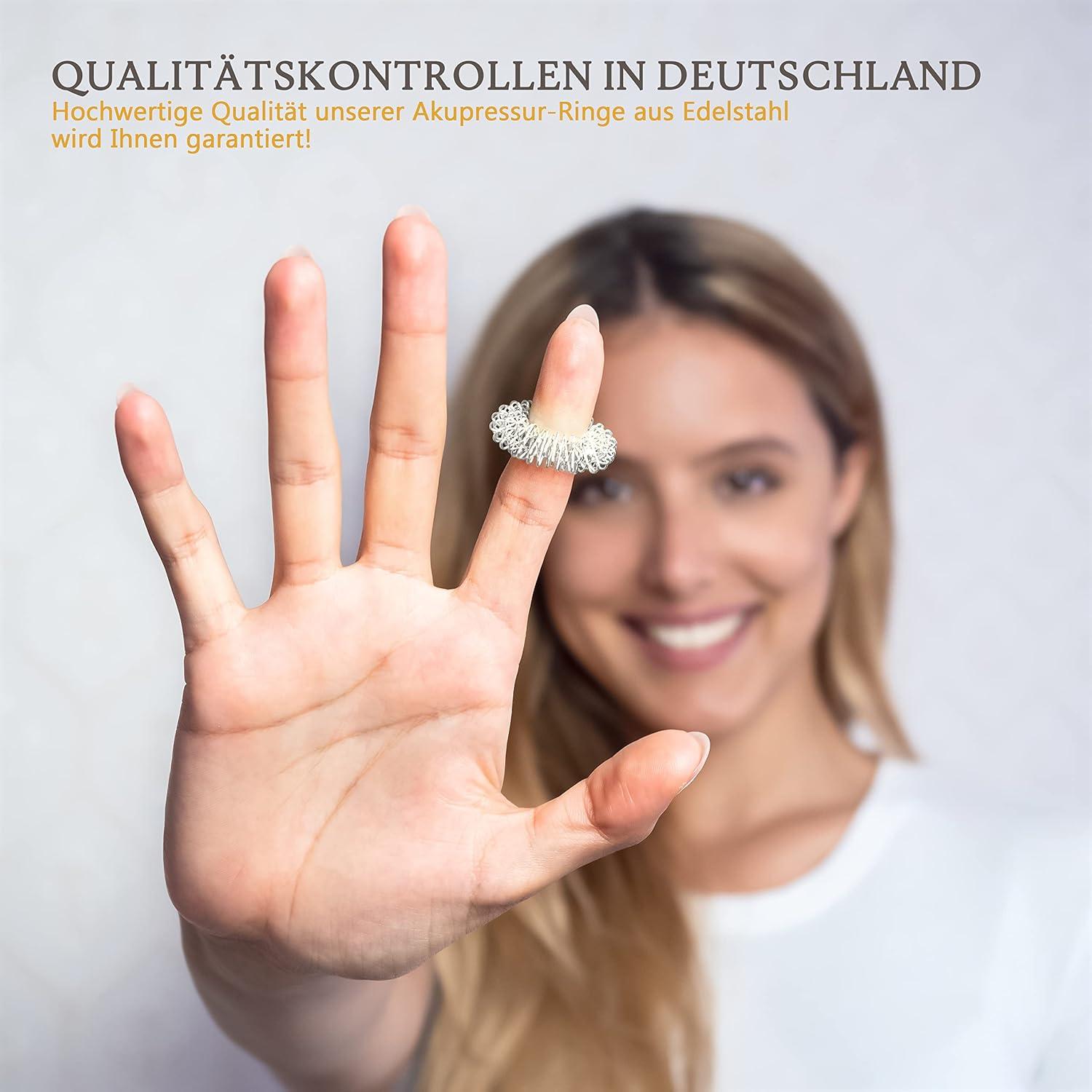 Acupressure Ring Set - 12 Silver Finger Rings for Stress Relief + Free ...