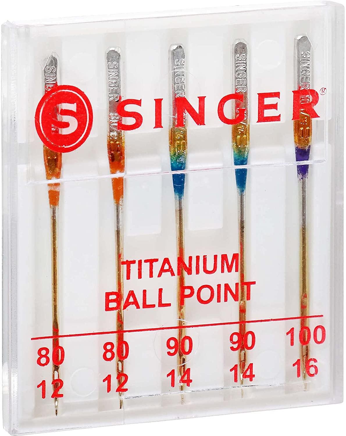 SINGER Titanium Universal Ball Point Machine Needles for Knit Fabric