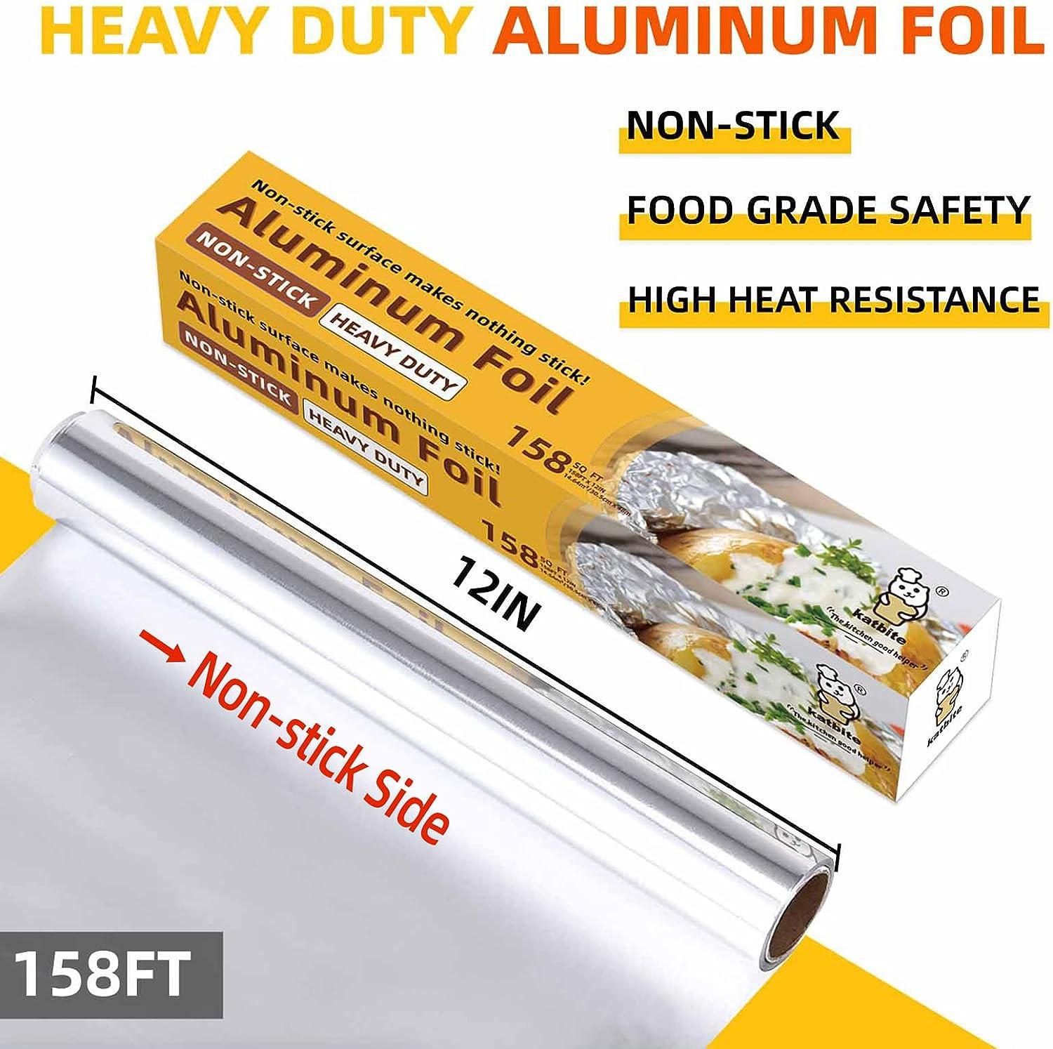 Katbite Non Stick Aluminum Foil Roll, 12 Inch 158 Sq.Ft Grilling