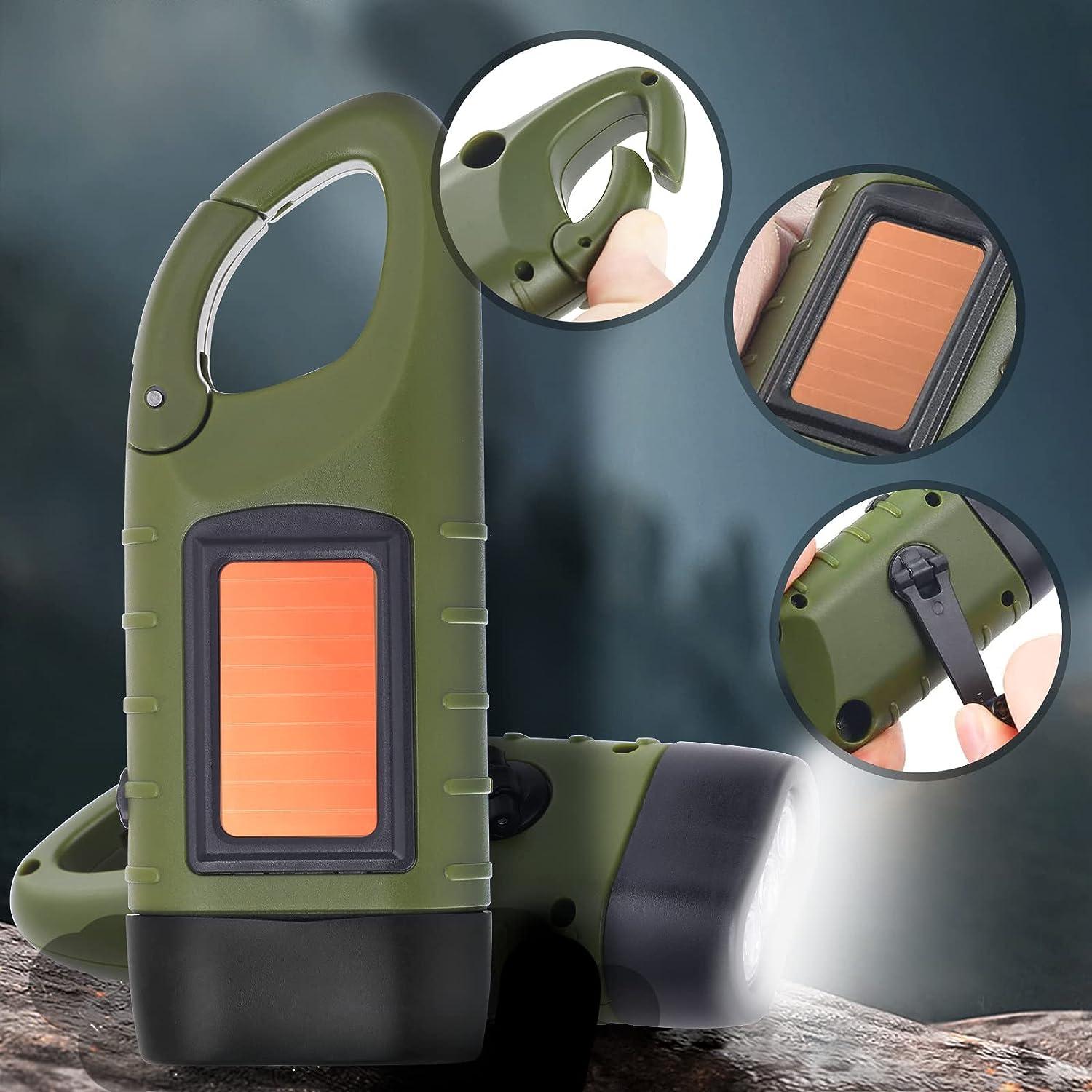 LED Torch Hand Crank Dynamo Flashlight Lamp Solar Powered Emergency Light