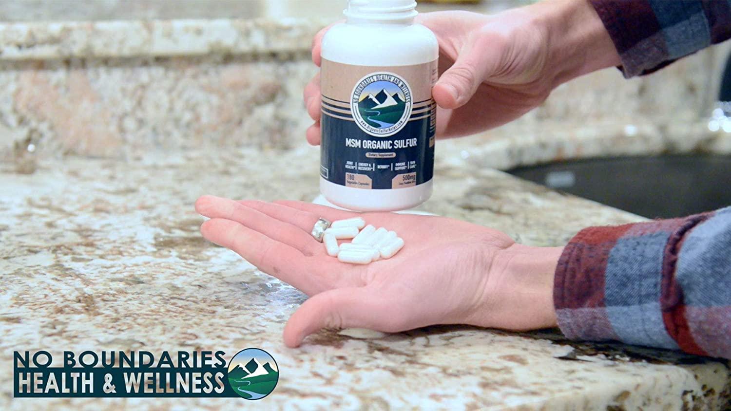 500mg MSM Organic Sulfur Capsules by No Boundaries Health and Wellness