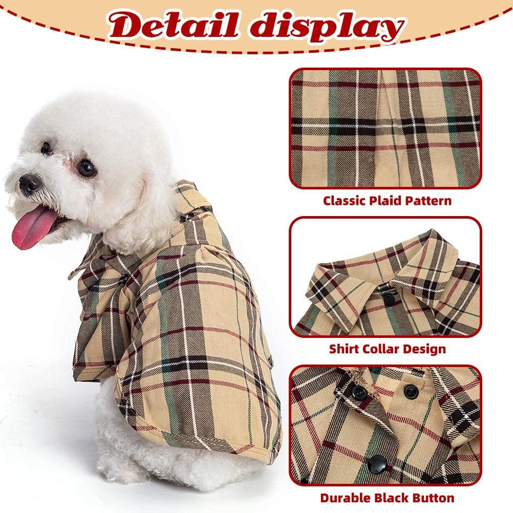 Plaid Dog Shirt Cute Puppy Polo T Shirt Soft Pet Clothes Boy for