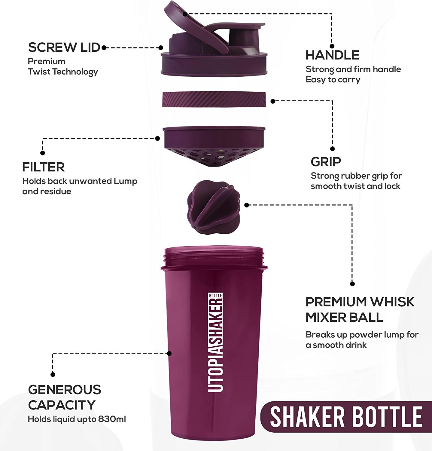 Utopia Home 2-Pack Shaker Bottle - 24 Ounce Protein Shaker Plastic Bottle  for Pre & Post workout wit…See more Utopia Home 2-Pack Shaker Bottle - 24