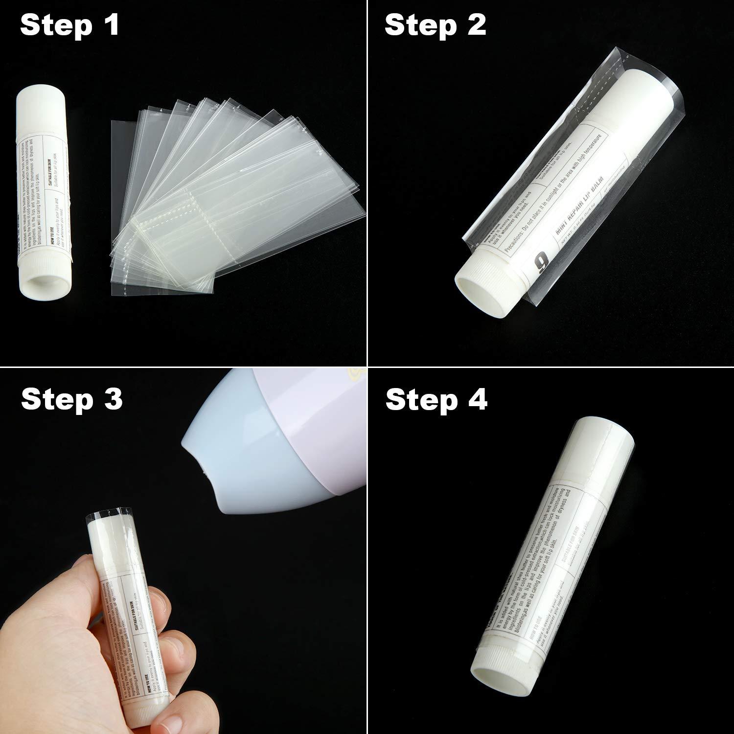 1000 Pieces Shrink Wrap for Lip Balm Tubes Chapstick Lip Balm Shrink Wrap Bands Sleeves Lip Balm