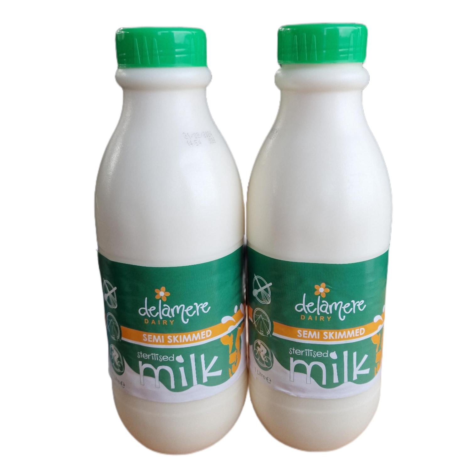 1L Delamere Dairy Sterilised Semi Skimmed Long Life Milk Plastic Bottle