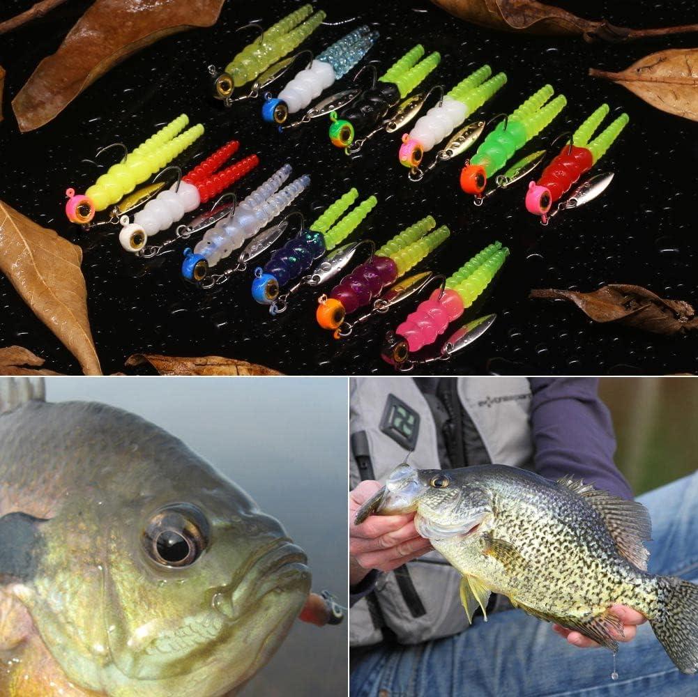 Crappie Jigs and Lures Kit -135 & 40 Piece Set with Plastics, Jig Heads,  Split-Tail Grub Baits - Perfect for Crappie Fishing, Panfish Lures  Split-Tail Grub 40 pc. KIT Combo 1